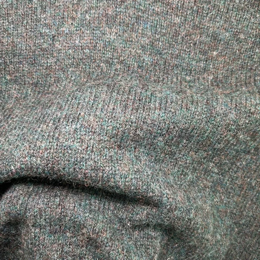 LL Bean Sweater Mens Large Green Shetland Wool Shawl Collar Made in England Vtg